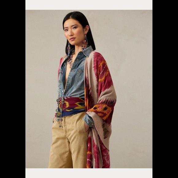 [SOLD] RALPH LAUREN PURPLE LABEL Sz XS - S Ruana Ikat Sequin Shawl COLLECTION - Picture 8 of 11